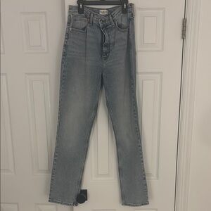 Abercrombie Slim Straight Ultra High Rise Light Wash Jeans